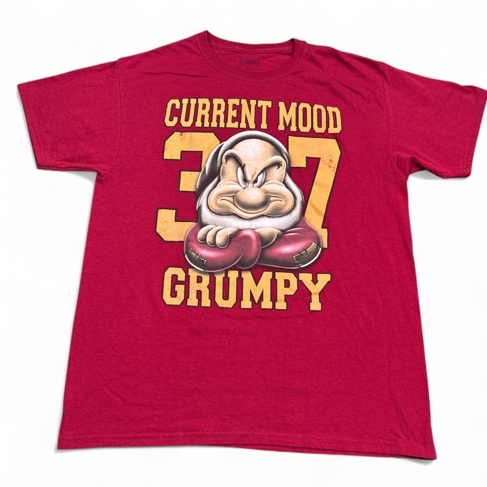 Disney Snow White Grumpy T Shirt Adult Size Large Red Funny Retro Big Logo